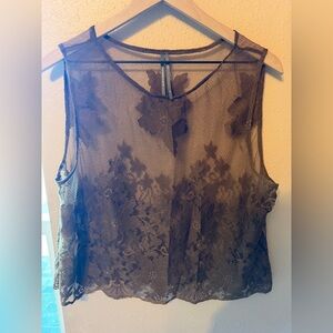 Sheer Brown Lace Anthropologie Tank Top